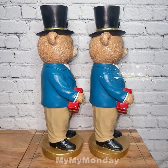 Ralph Lauren Inspired Teddy Bear Figurine Set of 2 - Picture 4 of 6